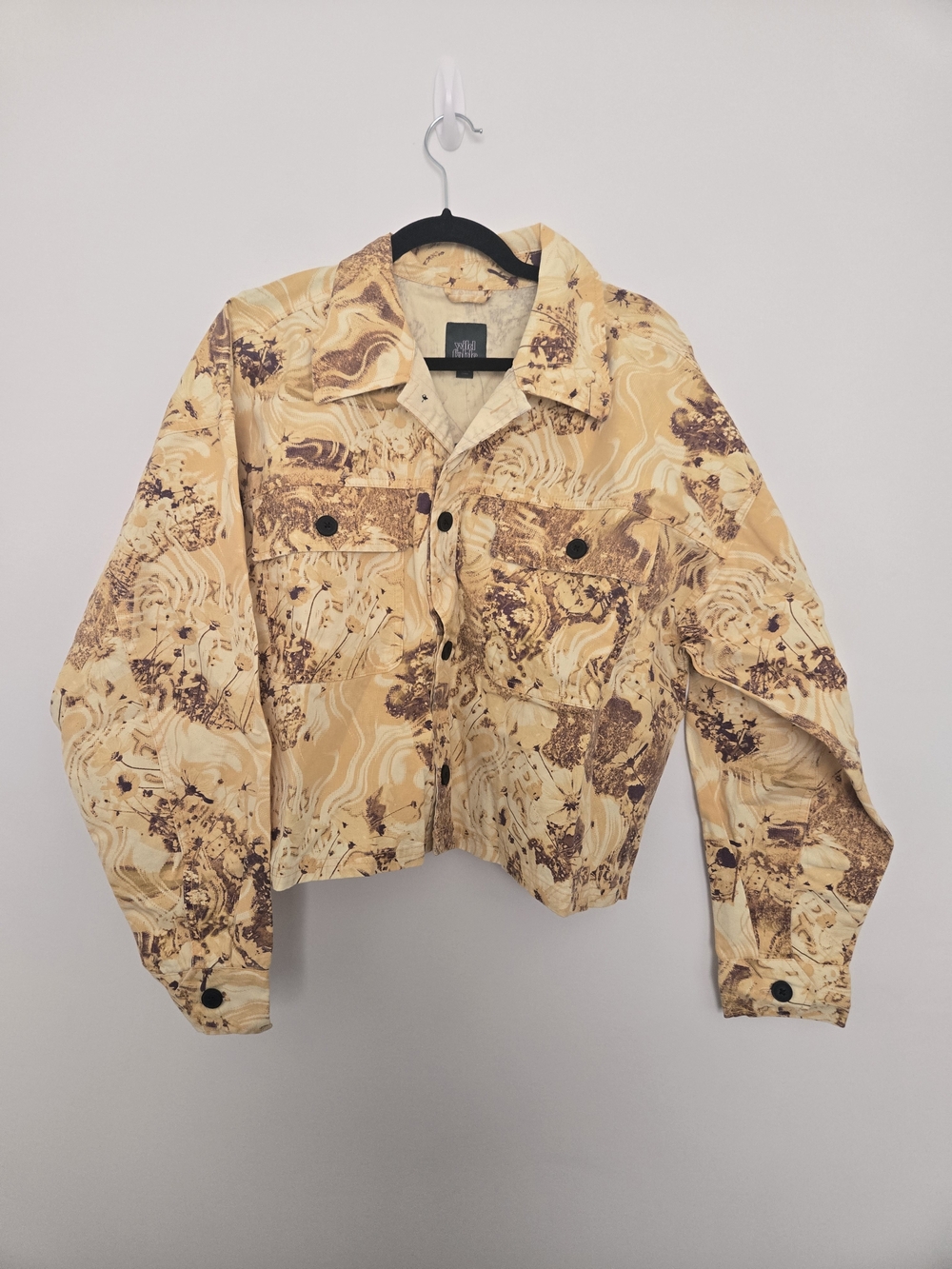wild fable Yellow Floral Cropped Denim Jacket